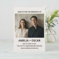 Typographie de mariage moderne photo ivoire noir g
