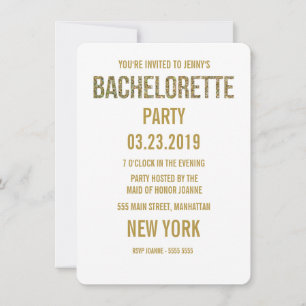Invitation Typographie de Parties scintillant d'or blanc Invi