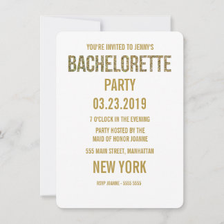 Invitation Typographie de Parties scintillant d'or blanc Invi