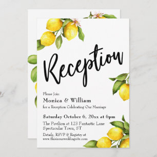 Invitation Typographie de réception des citrons aquarelle