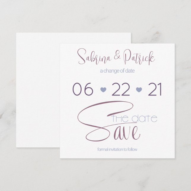 Invitation Typographie de sauvegarde de date Dusty Plum (Devant / Derrière)