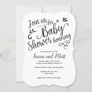 Invitation Typographie de script de Baby shower lettres à la