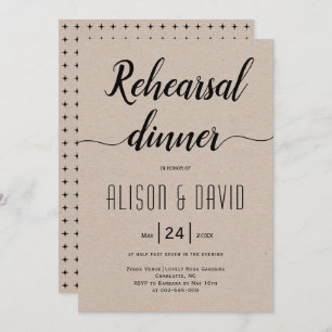 Invitation Typographie de script dîner de répétition mariage