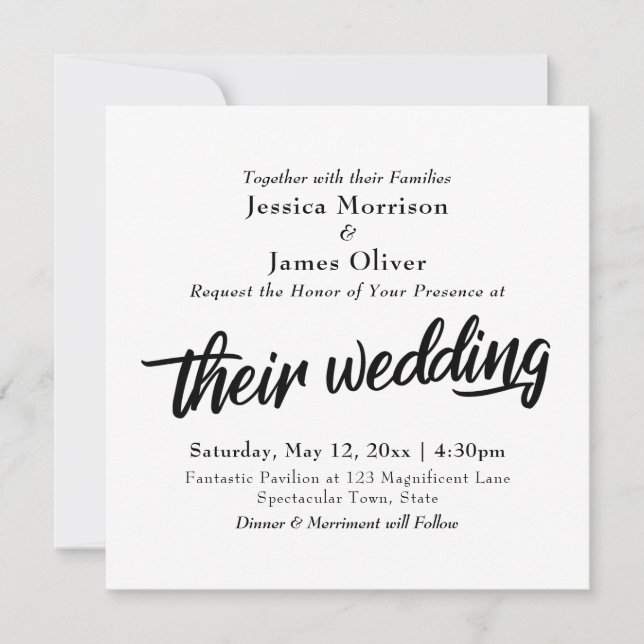 Invitation Typographie de script gras, "Leur mariage" minimal (Devant)