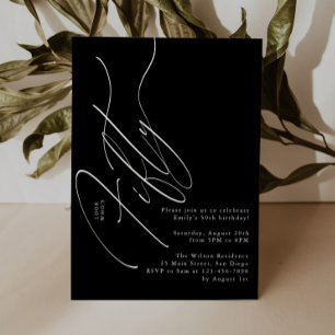 Invitation Typographie de script minimaliste Fête d'anniversa