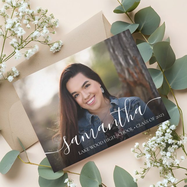 Invitation Typographie de script moderne Photo Graduation Par (Créateur téléchargé)