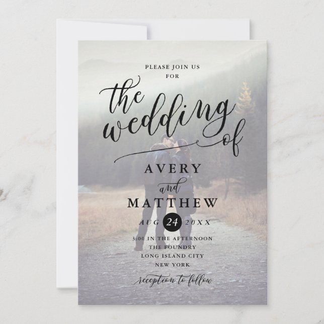 Invitation Typographie de script simple | Mariage photo (Devant)