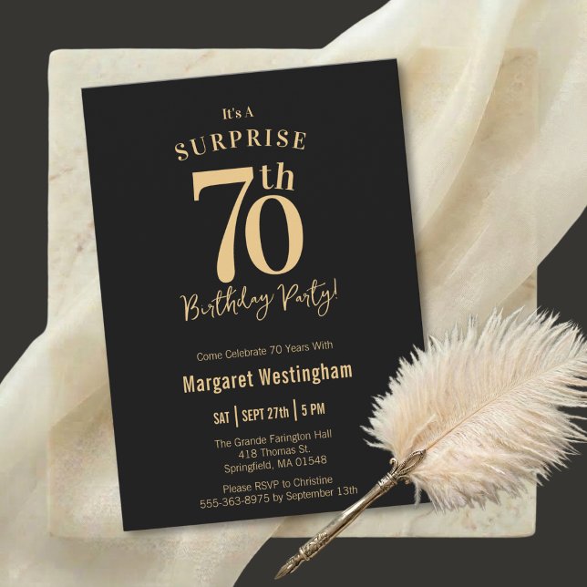 Invitation Typographie de Surprise pour 70e Anniversaire en O (Créateur téléchargé)