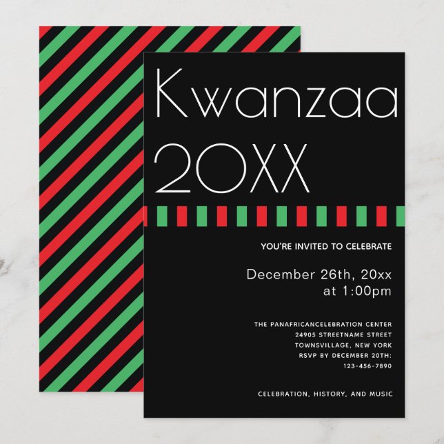 Invitation Typographie de vacances Kwanzaa (Devant / Derrière)