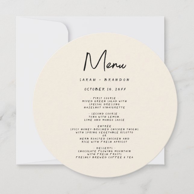 Invitation Typographie d'écriture rétro Menu de mariage (Devant)