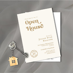 Invitation Typographie d'or moderne Logo d'affaires Open Hous