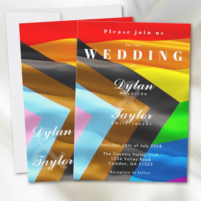 Invitation Typographie drapeau de fierté gras Mariage gay (Créateur téléchargé)