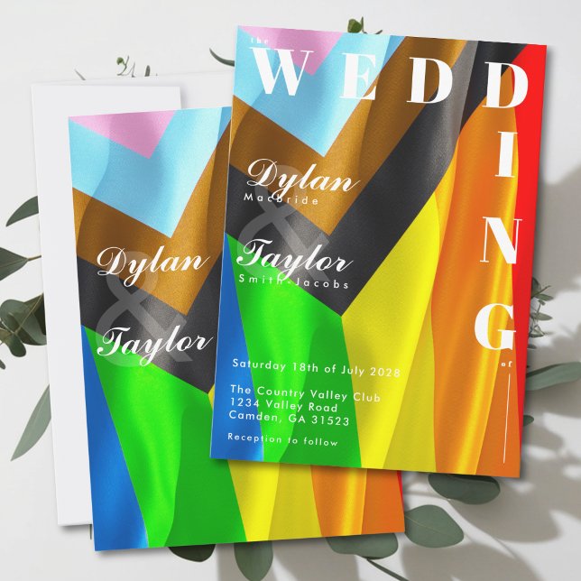 Invitation Typographie drapeau LGBTQ de mariage fier et audac (Créateur téléchargé)