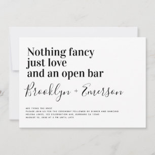 Invitation Typographie drôle Mariage noir blanc