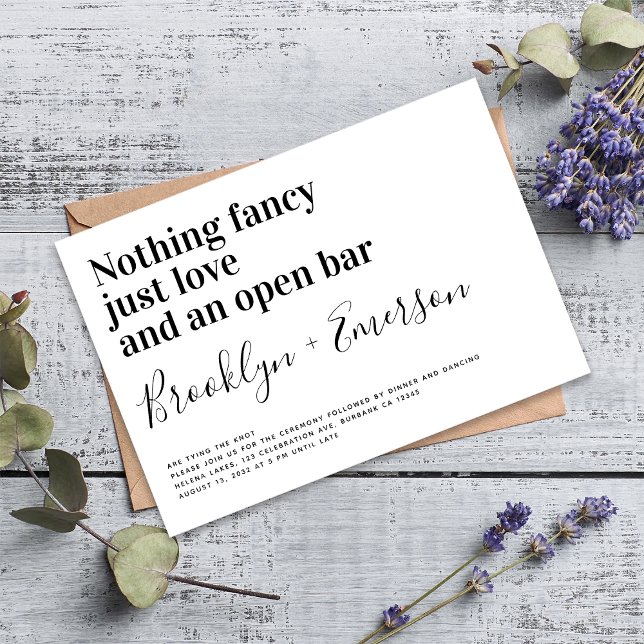 Invitation Typographie drôle Mariage noir blanc (Invite friends and family to your wedding with this funny, modern minimalist wedding invitation )