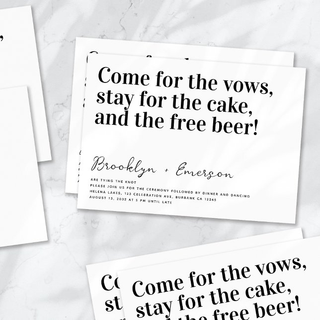 Invitation Typographie drôle Mariage noir blanc (Créateur téléchargé)