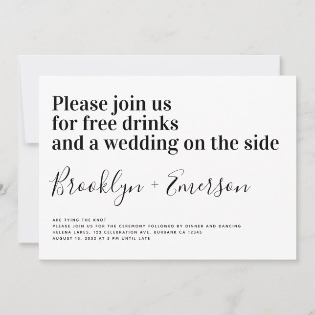 Invitation Typographie drôle Mariage noir blanc (Devant)