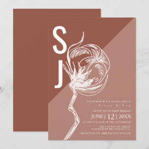 Invitation Typographie du colorbloc Botanique Mariage Tone de