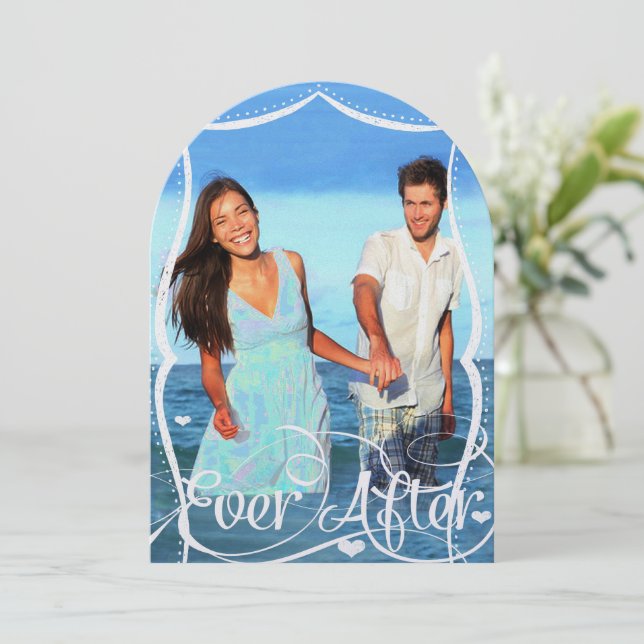 Invitation Typographie du tableau de bord de plage Mariage ph (Debout devant)