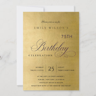 INVITATION TYPOGRAPHIE ÉLÉGANTE EN OR POUR TOUS ÂGES ANNIVERS
