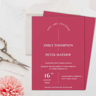 Invitation Typographie élégante magenta Mariage minimaliste