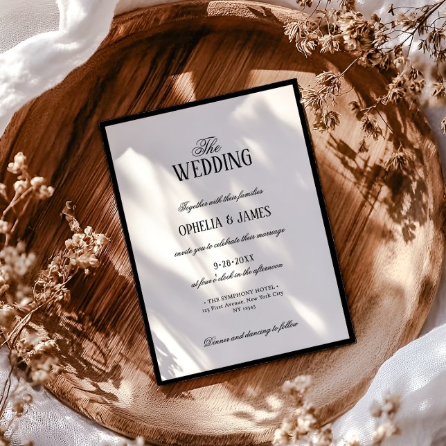 Invitation Typographie Élégante Mariage Moderne Noir & Blanc (Créateur téléchargé)