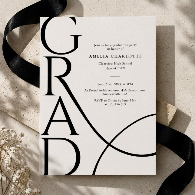 Invitation Typographie Élégante Moderne Fête de Remise de Dip (Créateur téléchargé)