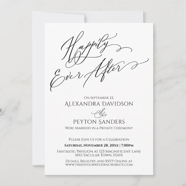 Invitation Typographie Élégante Réception Pour Toujours Heure (Devant)