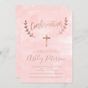 Invitation Typographie en or Rose confirmation de l'aquarelle