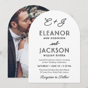 Invitation Typographie et monogramme de mariage photo Déco él