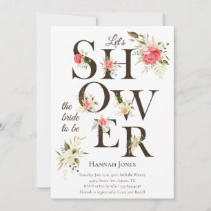 Invitation Typographie Florale Élégante Fête de Mariage Corai