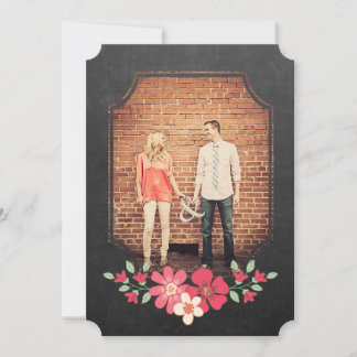 Invitation Typographie Florale Rustique Tableau Noir pour Fai
