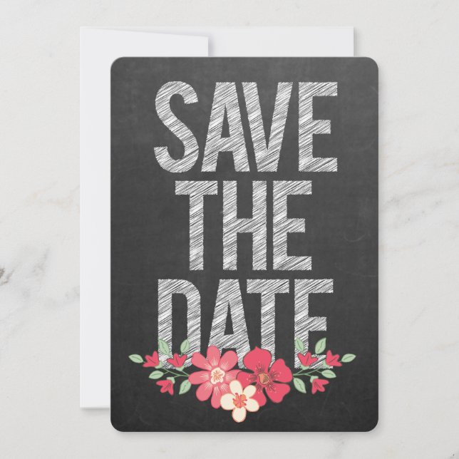 Invitation Typographie Florale Rustique Tableau Noir pour Fai (Devant)
