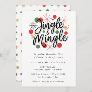 Invitation Typographie Fun Jingle et Mingle Christmas Party