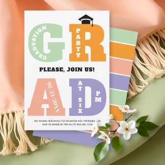 Invitation Typographie GRAD colorée de la promotion 2026 de f