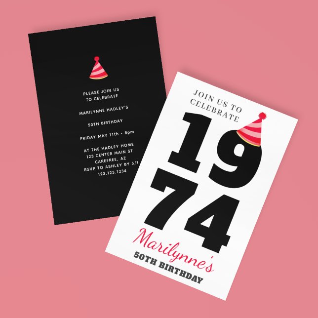 Invitation Typographie Gras 50e Anniversaire (Créateur téléchargé)