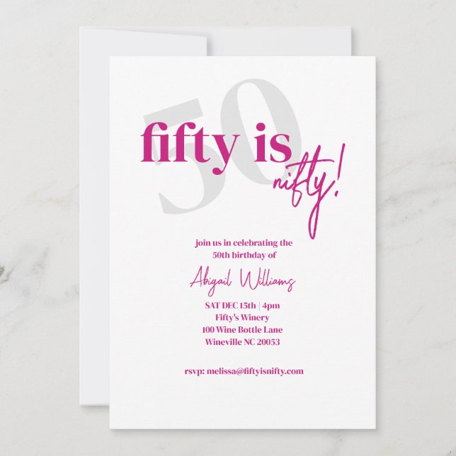 Invitation Typographie Gras avec Calligraphie 50 Joyeux Anniv (Devant)