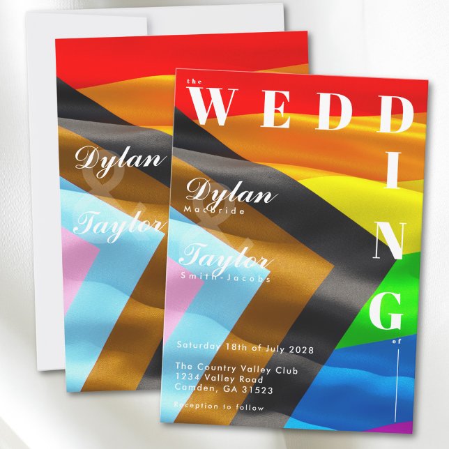 Invitation Typographie gras drapeau de fierté Mariage gay (Créateur téléchargé)