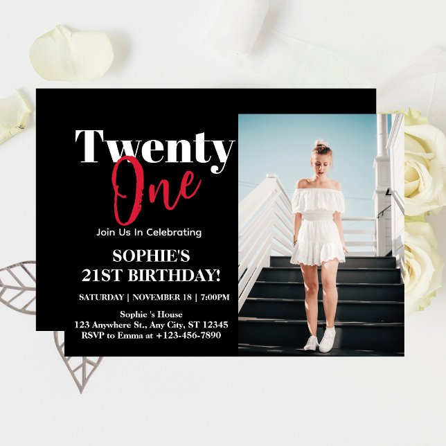 Invitation Typographie Gras Fête d'anniversaire 21 ans Modern (Créateur téléchargé)