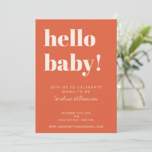 Invitation Typographie Gras Moderne Baby shower Orange Brûlé
