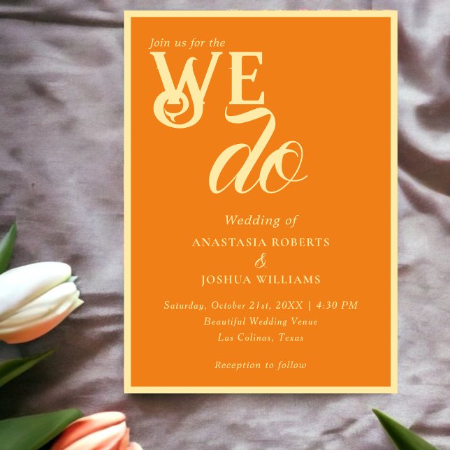 Invitation Typographie Gras Nous faisons l Orange & Or Mariag (Créateur téléchargé)