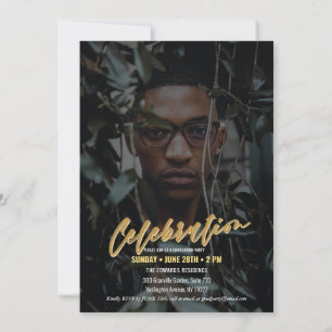 Invitation Typographie Gras Or moderne Minimal Grad Party