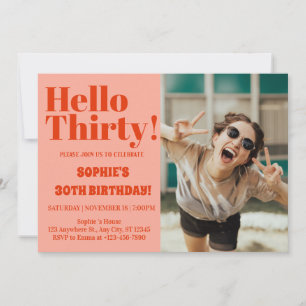 Invitation Typographie Gras Orange Rose Moderne 30e Anniversa
