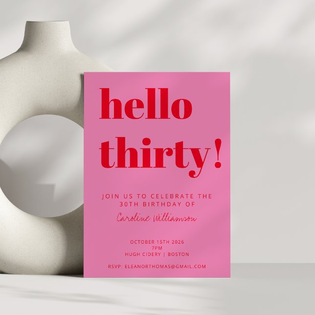 Invitation Typographie Gras Rose Rouge Moderne 30e Anniversai (Créateur téléchargé)