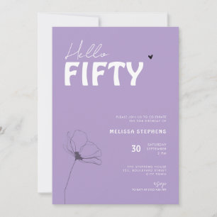 Invitation Typographie Gras Violet Blanc Élégant 50e Annivers