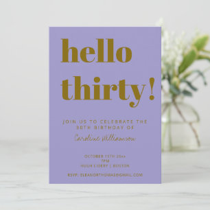 Invitation Typographie Gras Violet Or Moderne 30e Anniversair