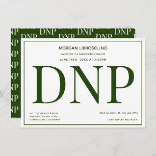 Invitation Typographie Green White DNP Graduation Party