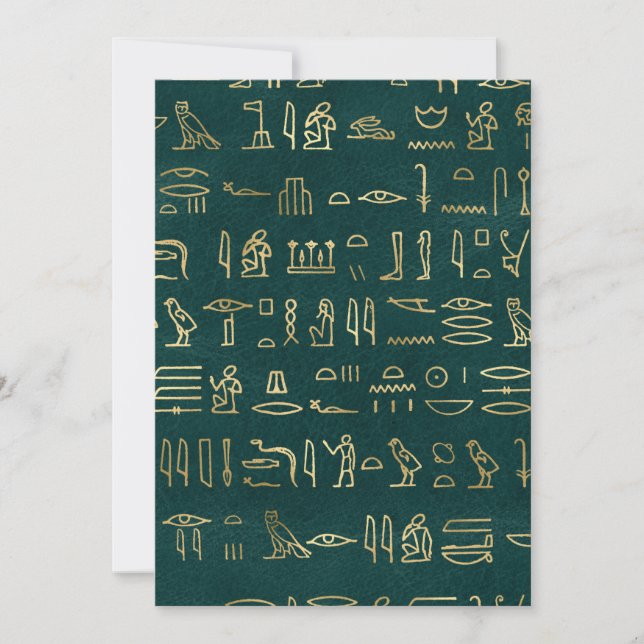 Invitation Typographie hiéroglyphes égyptiens dorés Egypte (Devant)