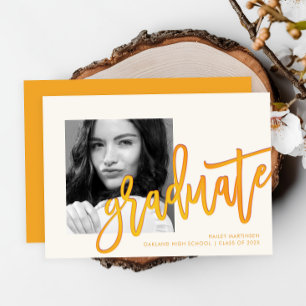 Invitation Typographie jaune moderne Photo Grad Party