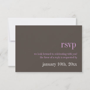 Invitation Typographie lilas gris acier chic réponse de maria